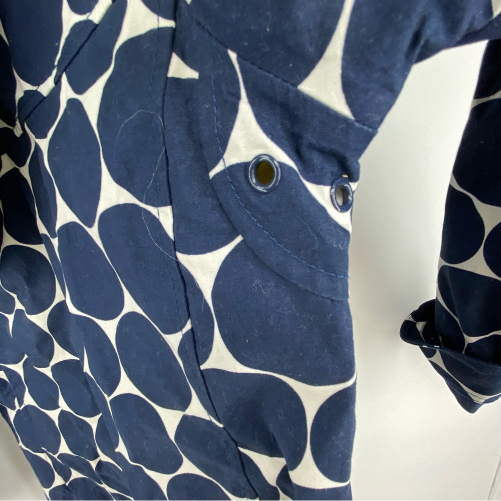 Boden Rainy Day Mac Sz 2 Navy White Yellow Polka Dot Jacket - Picture 12 of 12